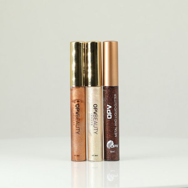 3er Set  - Beauty Metal Liquid Glitter Liner Set, wasserbasiert, Champagner, Gold, Espresso, Schimmerpalette, City Glow
3er Set  - Beauty Metal Liquid Glitter Liner Set, wasserbasiert, Champagner, Bronze, Espresso Schimmerpalette, Golden Hour