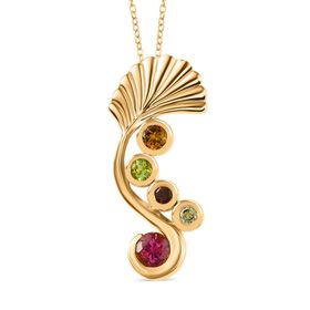 D’joy Mehrfarbig-Turmalin Schmuckset 925 Silber 750 Gelb Vergoldet ca. 0,98 ct.