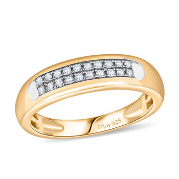 D'Joy Wei&szlig;er Diamant Ring 925 Silber 750 Gelbgold Vermeil (Gr&ouml;&szlig;e 17.00)