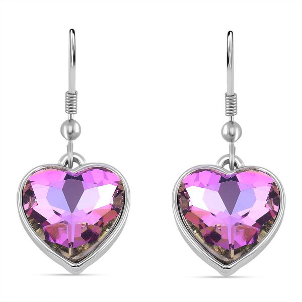 2er Set - Mystischer Rosa Kristall Armband und Ohrringe, Silberfarben image number 5