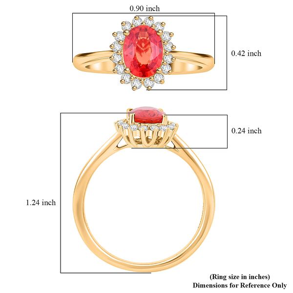 LUXURO AAA Roter Saphir, Wei&szlig;er Diamant AGI zertifiziert Ring 585 Gelb Gold (Gr&ouml;&szlig;e 19.00) ca. 1,75 ct image number 4