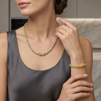 Gr&uuml;ne Aventurin Pixiu Halskette und Armband