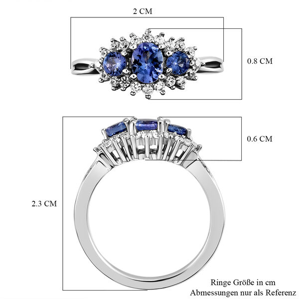 Tansanit und weißer Zirkon-Ring - 0,89 ct. image number 7