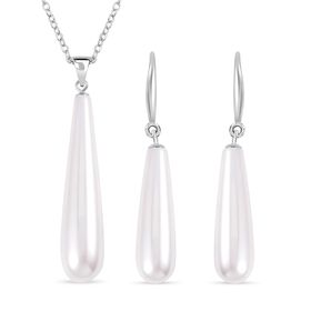 Weißes Muschelkernperle-Schmuckset