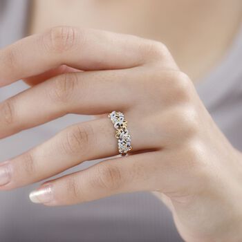 Floraler Ring, 925 Silber mit zweifarbiger Beschichtung