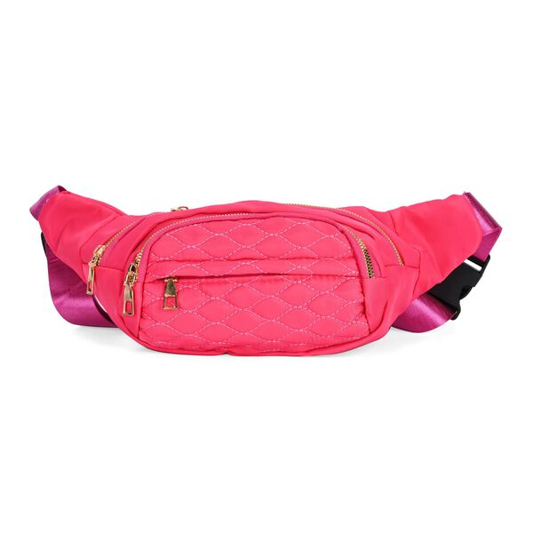 Multifunktionale RFID-geschützte Nylon Gürteltasche mit Schnellverschluss, 36x4x13cm, Rosa image number 0