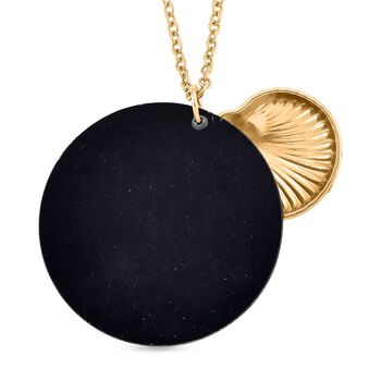 Abalone Muschel Jakobsmuschel-Design Anh&auml;nger mit Kette ca. 50 cm + 5 cm Extender, 316L Edelstahl, goldfarben