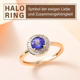AAA Tansanit und Diamant Ring in 585 Gold - 1,13 ct.