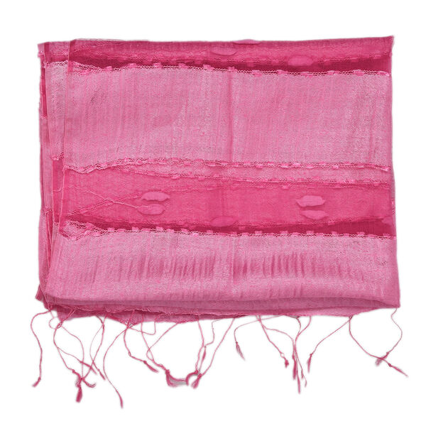 Modal-Seide-Schal, Streifendesign, 175x60 cm, Rosa image number 5