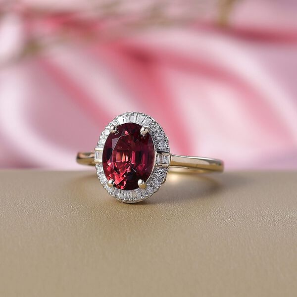 LUXORO AAA Rubellit, Wei&szlig;er Diamant Ring 417 Gold (Gr&ouml;&szlig;e 16.50) ca. 2,00 ct image number 1