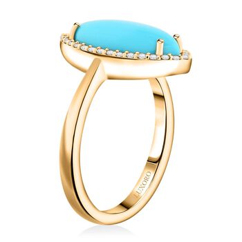 LUXORO AAA Sleeping Beauty T&uuml;rkis und Diamant Ring in 417 Gold - 3,55 ct.