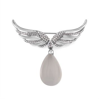 Erstellt wei&szlig;es Katzenaugen, Wei&szlig;er Kristall Brosche