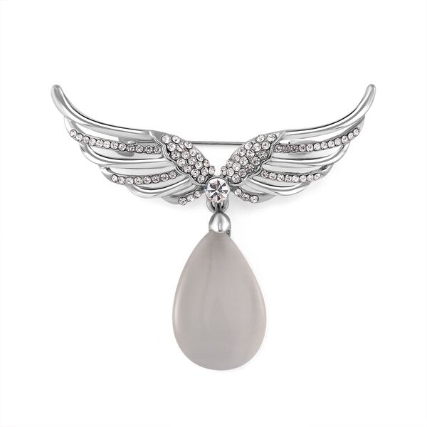 Erstellt wei&szlig;es Katzenaugen, Wei&szlig;er Kristall Brosche