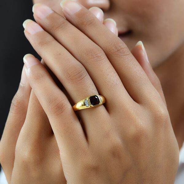 Kirsch-Citrin und weißer-Zirkon Ring, 925 Silber Gelbgold Vermeil (Größe 21.00) ca. 1.01 ct image number 3