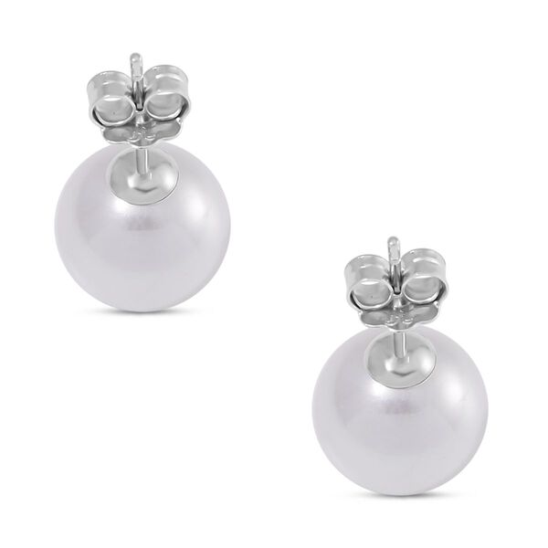 Wei&szlig;e Muschelkernperle Ohrringe 925 Silber rhodiniert image number 5