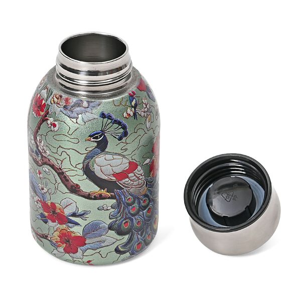 Doppelwandige Edelstahl-Trinkflasche, 260ml, Pfauenmotiv image number 2