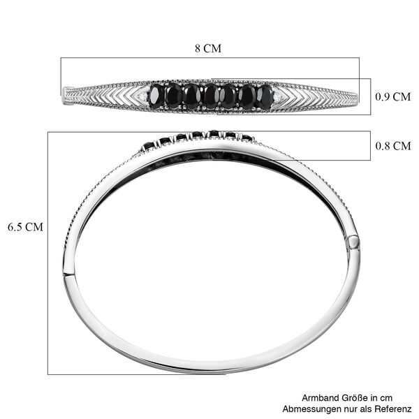Schwarzer Spinell, Weißer Zirkon Armreif ca. 19 cm Edelstahl ca. 4,37 ct. image number 6