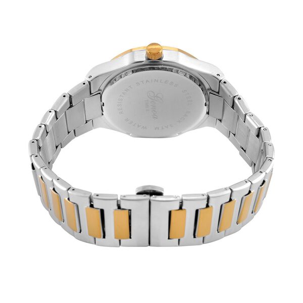 GENOA - Japanisches Uhrwerk, Wei&szlig;es Sonnenschliff-Zifferblatt mit Balkenindexen, Reiner Edelstahl mit Faltschlie&szlig;e, Bicolor, 20 cm image number 7