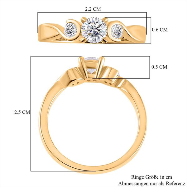 Moissanit Ring, 925 Silber Gelbgold Vermeil - 0,72 ct. image number 5