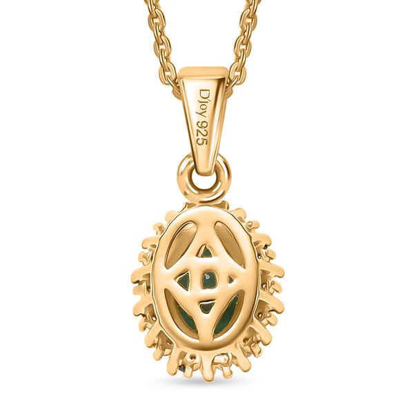 D'Joy Kagem sambischer Smaragd, gr&uuml;ner Diamant und Zirkon Anh&auml;nger mit 50cm Kette - 0,91 ct. image number 5