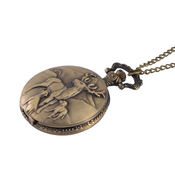 STRADA Rehmuster Antikbronze-Taschenuhr - mit japanischem PC21S-Uhrwerk und wasserresistenter 78 cm ca. 47,00g image number 4