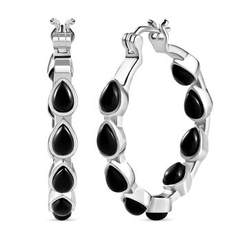 Schwarzer Onyx Ohrringe Edelstahl ca. 9,85 ct.