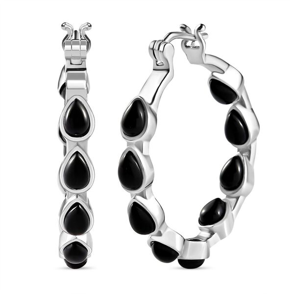 Schwarzer Onyx Ohrringe Edelstahl ca. 9,85 ct.