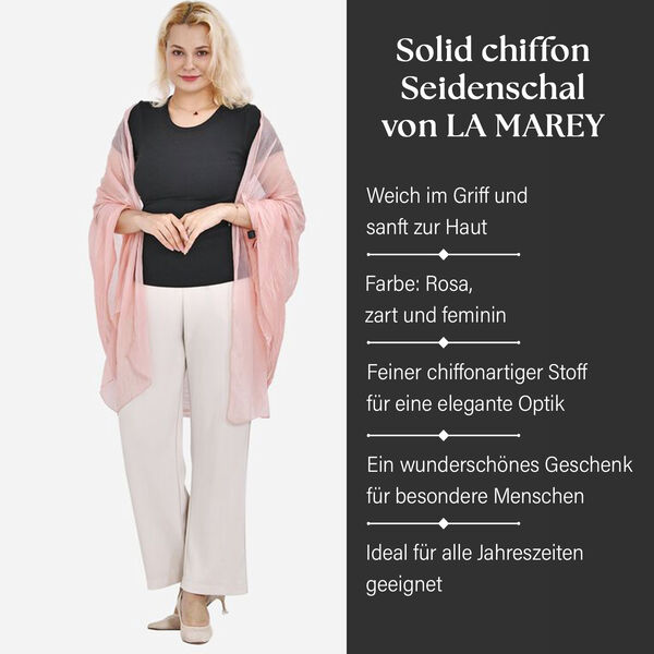 LA MAREY – 100% Maulbeer-Seidenschal Chiffon, 60x170cm, rosa image number 2
