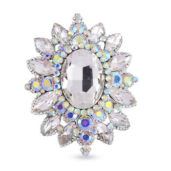 Kristall, Wei&szlig;er Kristall Brosche