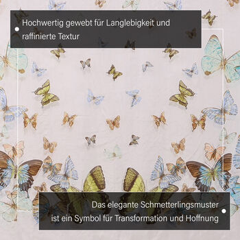 LA MAREY - 100% Maulbeeren-Seidenschal, Chiffon, 110x180cm, Rosa mit Schmetterlingmuster