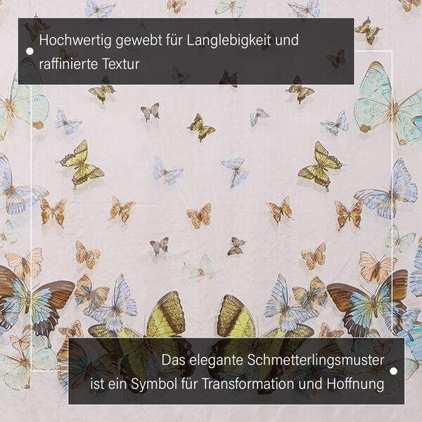 LA MAREY - 100% Maulbeeren-Seidenschal, Chiffon, 110x180cm, Rosa mit Schmetterlingmuster image number 2