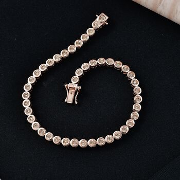 D'Joy nat&uuml;rliches Champagner Diamant 19cm Armband, 925 Silber 750 Ros&eacute;gold Vermeil - 0,35 ct.