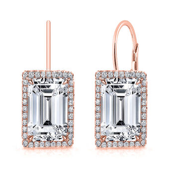 Wei&szlig;er Zirkonia Ohrringe Nickelfreies Messing, Ros&eacute;goldfarben