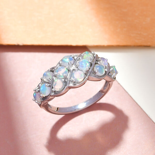 Nat&uuml;rlicher, &auml;thiopischer Opal-Ring, 925 Silber platiniert  ca. 1,16 ct image number 2