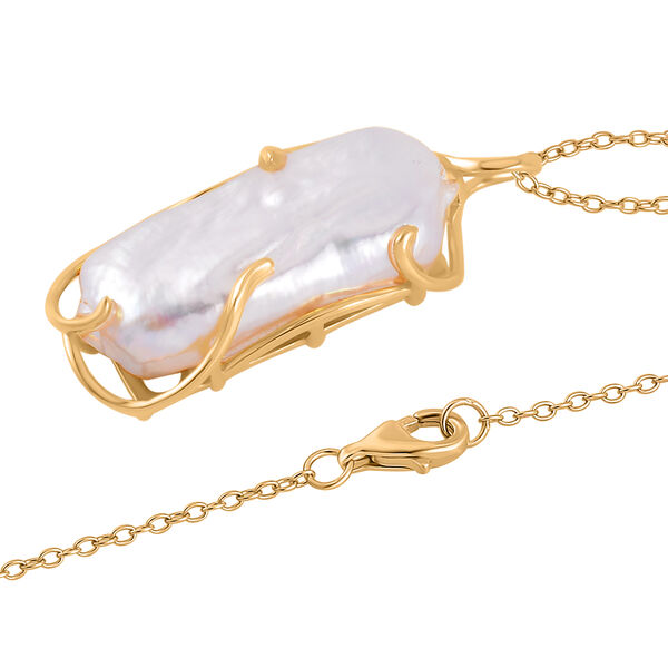 Weiße Keshi Perle Anhänger mit 45cm Kette image number 5