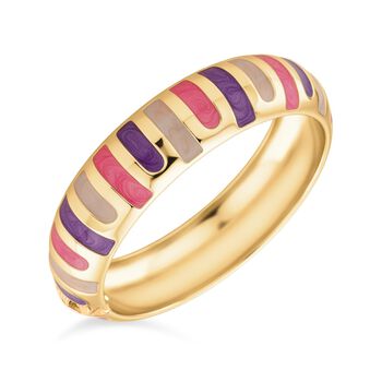 Emaille-Armreif im Streifen-Design, Rosa und Violett, ca. 18,5 cm, ca. 43 g