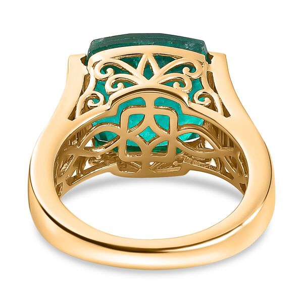 Smaragd-Quarz Triplette, Roter Granat Ring 925 Silber 750 Gelbgold Vermeil (Gr&ouml;&szlig;e 17.00) ca. 10,81 ct image number 6