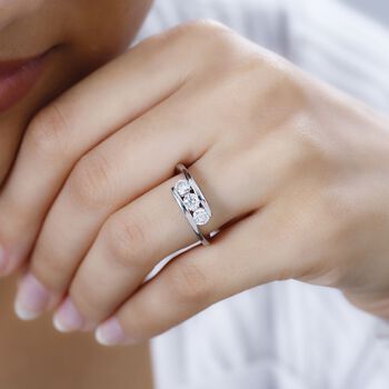 Moissanit Ring, 925 Silber rhodiniert - 0,67 ct.