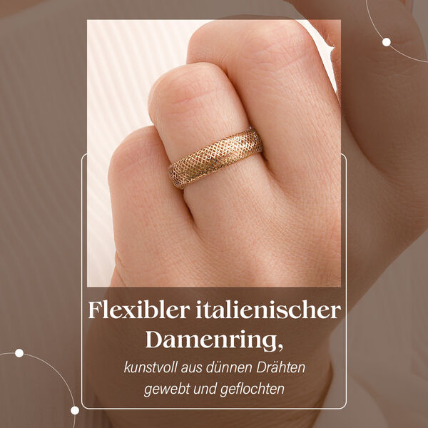 Maestro Kollektion - flexibler, italienischer Ring in 585 Gelbgold (Größe 16-18) image number 2