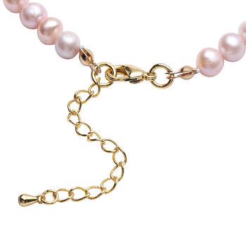 Lila S&uuml;&szlig;wasser Perle (5-7 mm), Lila Keshi Perle (5mm) Armband ca. 19 cm Gelb