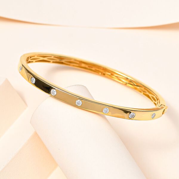 Moissanit Armreif, 19cm, 925 Silber mit Gelbgold Vermeil - 0,86 ct. image number 2