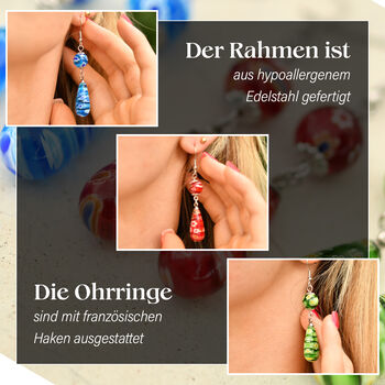 3er-Set- Ohrringe im Murano-Stil
