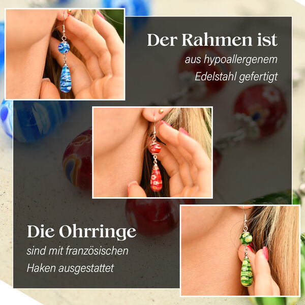 3er-Set- Ohrringe im Murano-Stil image number 3