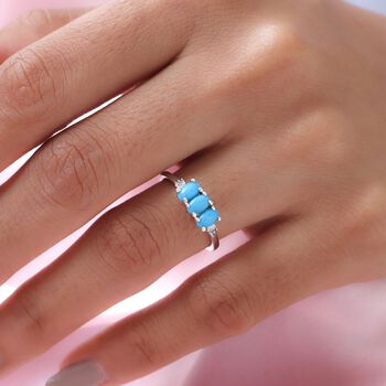 Amerikanischer, Nat&uuml;rlicher Sleeping Beauty T&uuml;rkis und Diamant-Ring, 925 Silber platiniert  ca. 3,68 ct