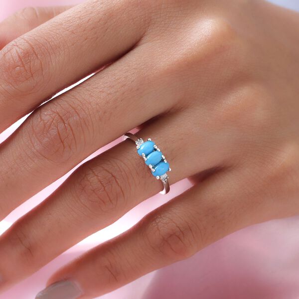 Amerikanischer, Natürlicher Sleeping Beauty Türkis und Diamant-Ring, 925 Silber platiniert  ca. 3,68 ct image number 3