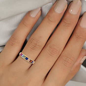 LUSTRO STELLA - Mehrfarbiger Zirkonia Ring 925 Silber vergoldet  ca. 1,89 ct