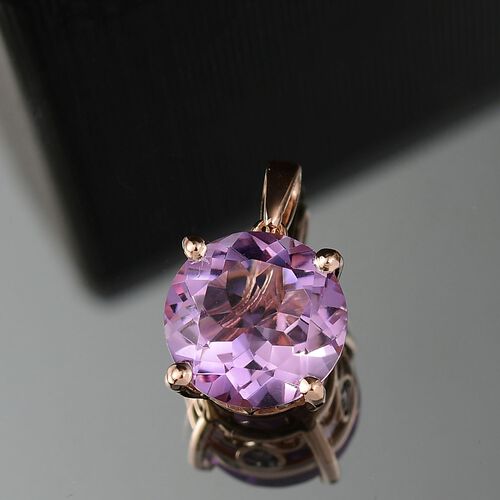 D’joy AA Rose De France Amethyst, Weißer Zirkon Anhänger 925 Silber 750 rosévergoldet ca. 5.92 ct image number 1