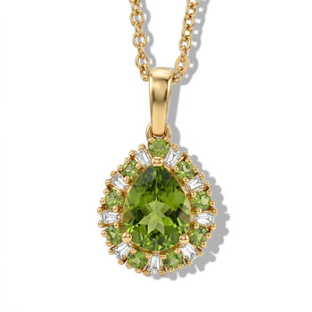EVER TRUE AA Nat&uuml;rlicher Peridot Anh&auml;nger mit Kette, ca. 50 cm ca. 2.32 ct