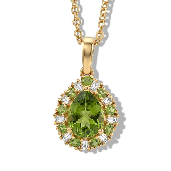 EVER TRUE AA Nat&uuml;rlicher Peridot Anh&auml;nger mit Kette, ca. 50 cm ca. 2.32 ct