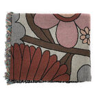 Handgewebte Jacquard-Decke mit Fransen, 100% Baumwolle, Blumenmuster, Beige und mehrfarbig image number 3